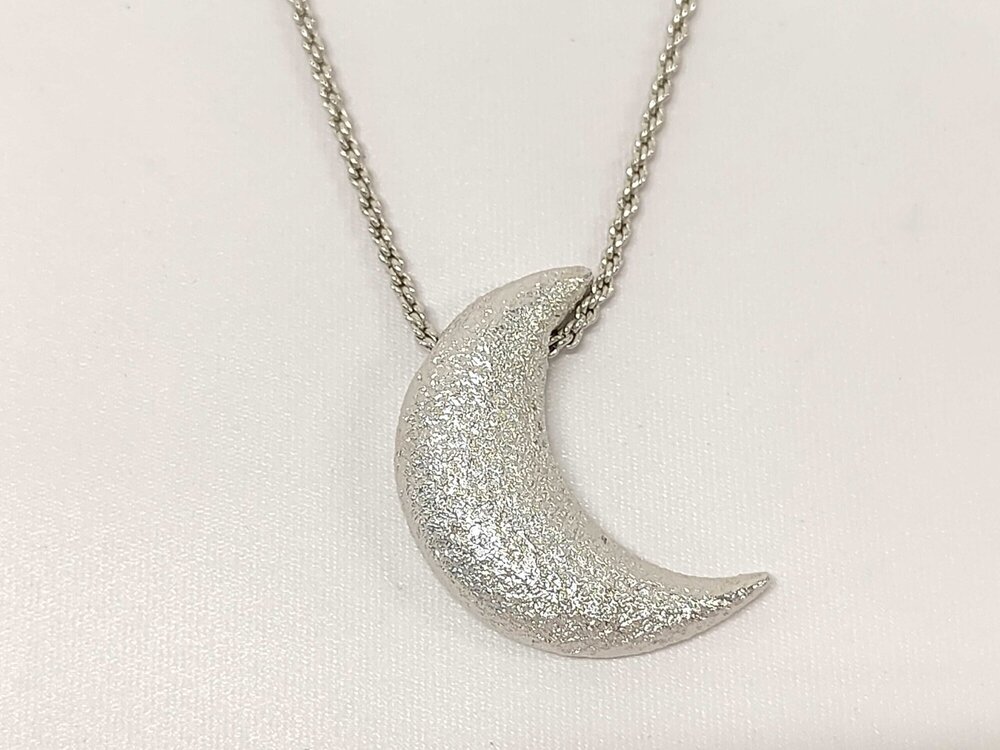 Christian Dior Textured Pavé Crystal Crescent Moon Necklace